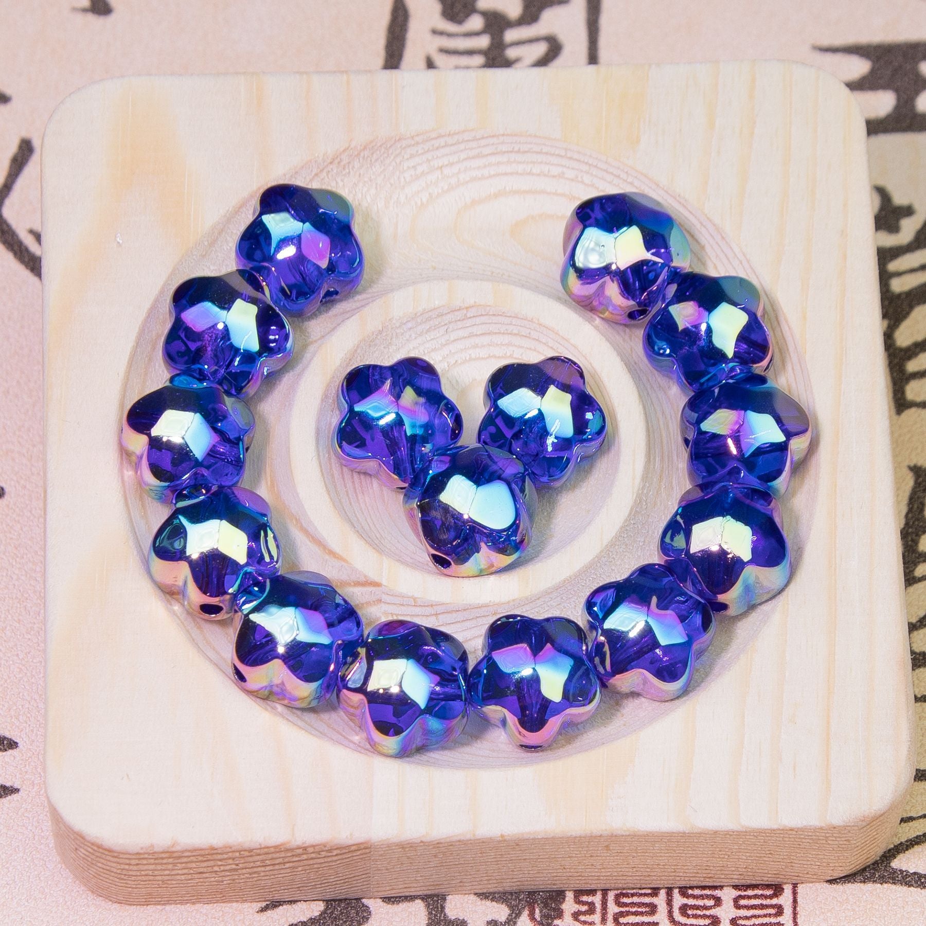 Wholesale 10pcs Faceted Plum Blossom Beads Cold Moon Transparent Loose Beads