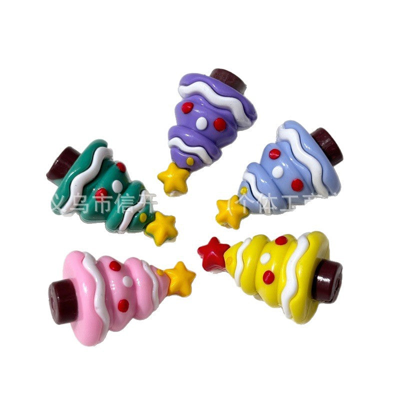 Wholesale Random  100pcs/pack  Cartoon Christmas Tree 3D Focal Beads