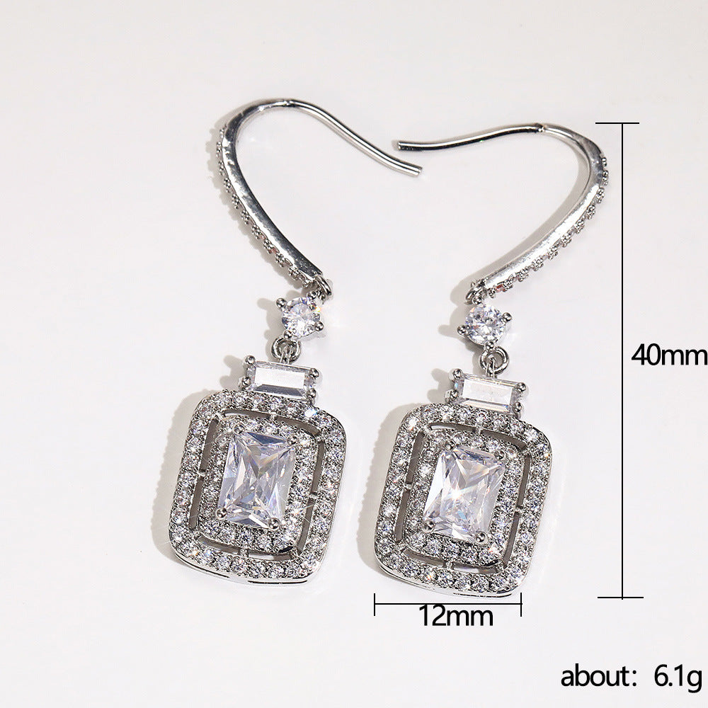 Wholesale Square Diamond Zircon Earrings