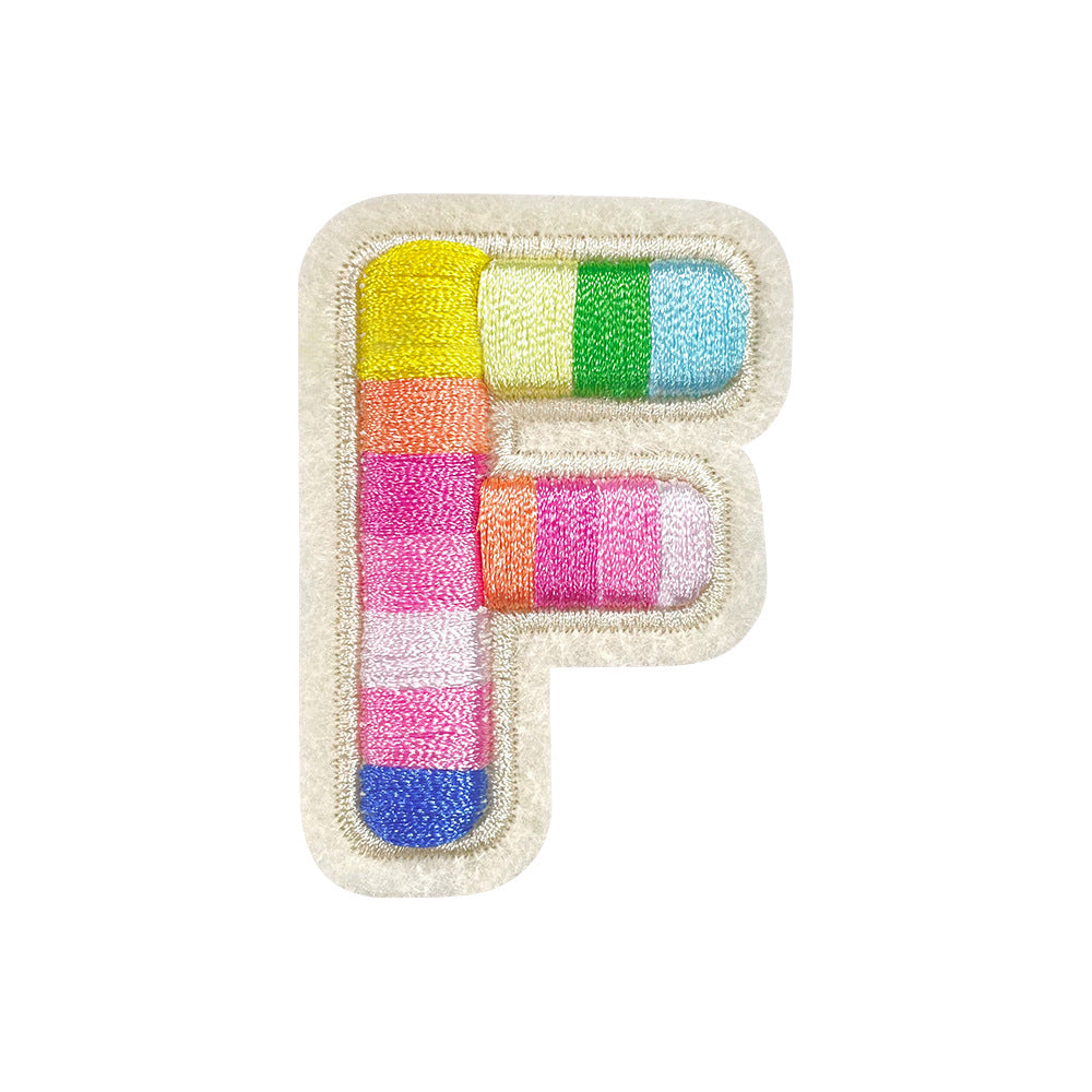 Wholesale Rainbow 3D Embroidered 26 Alphabet Letter Patches Self Adhesive DIY Fashion Accessory For Shoes Hats