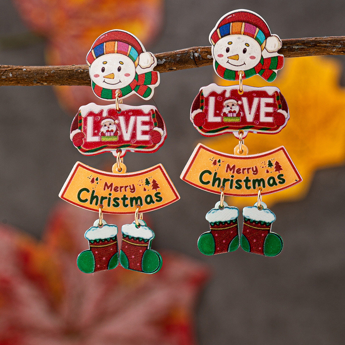 Wholesale 5pcs Snowman  Reindeer Cute Earrings Acrylic Earrings