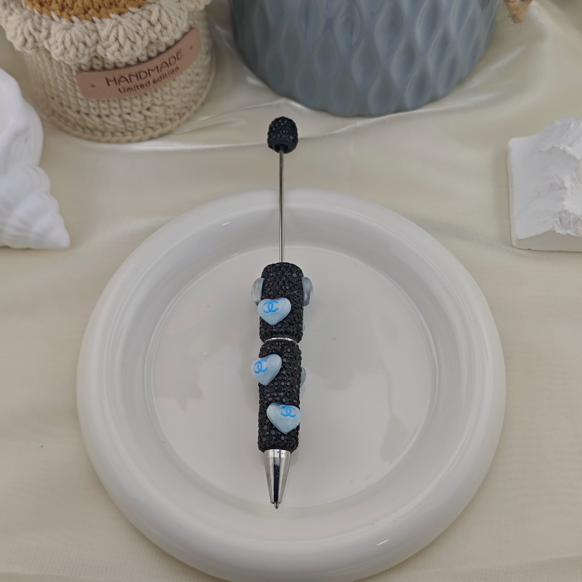 Wholesale 5pcs Beadable Pens Heart  Diamond Full Diamond DIY Beadable