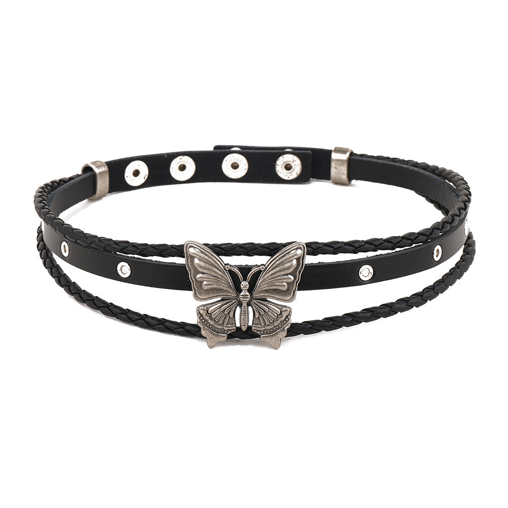 Wholesale New Retro Butterfly Style Rivet Leather Popular Punk Style Leather Bracelet