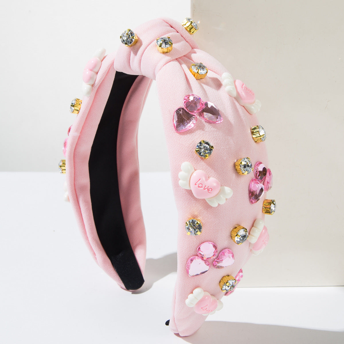 Wholesale Valentine's Day Diamond Studded Heart-shaped Letter Headband