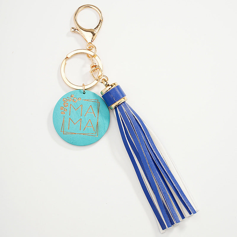 Wholesale Mother's Day Tassel Leather Keyrings