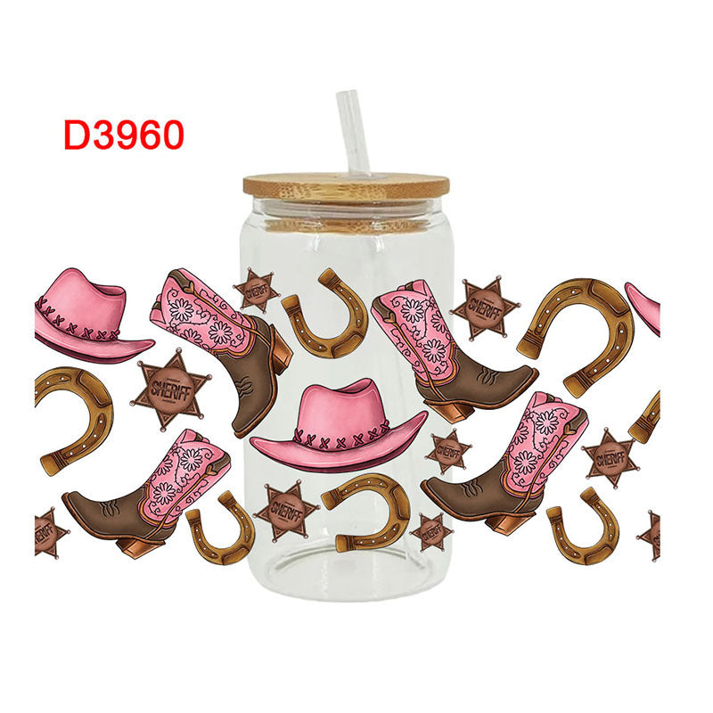 Wholesale UV Transfer Paste Glass C16oz Cup UV DTF Wraps 23cmX11cm