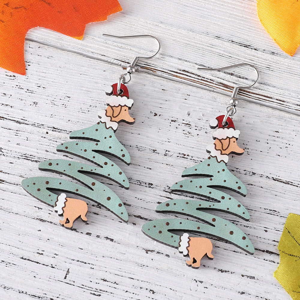 Wholesale Christmas dog Christmas tree pendant earrings