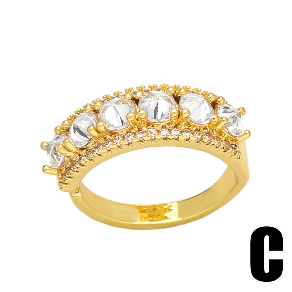 Anillo de flores de circón de circón de nuevo color de cobre de cobre al por mayor