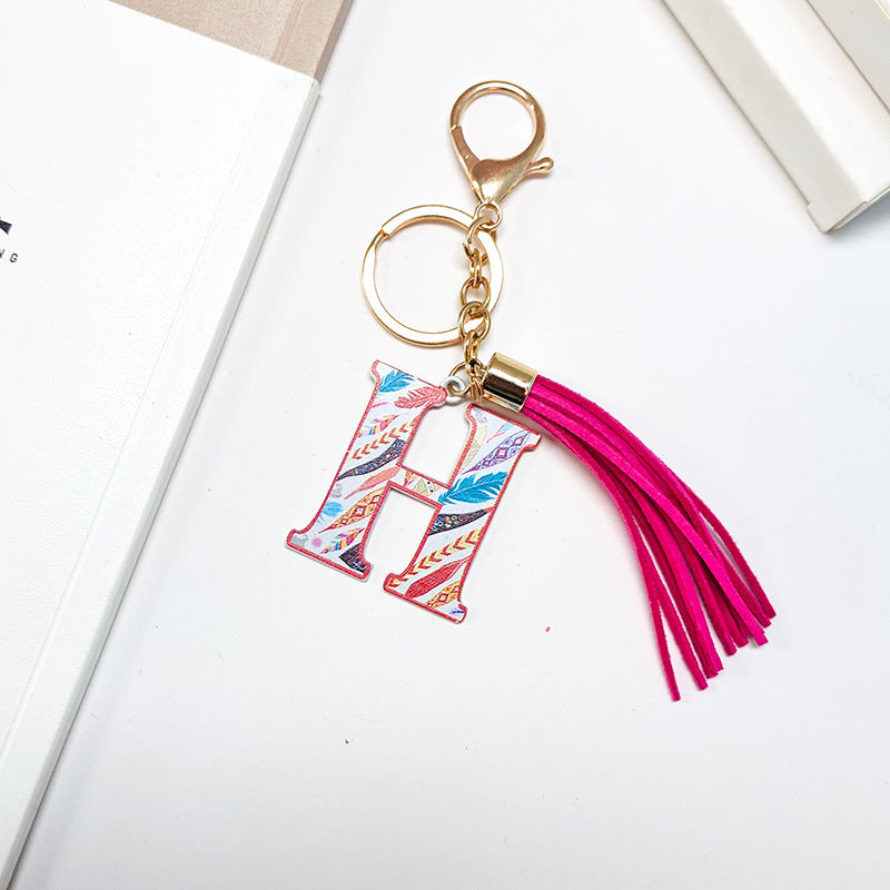 Wholesale Letter Colorful Tassel Zinc Alloy Keychain
