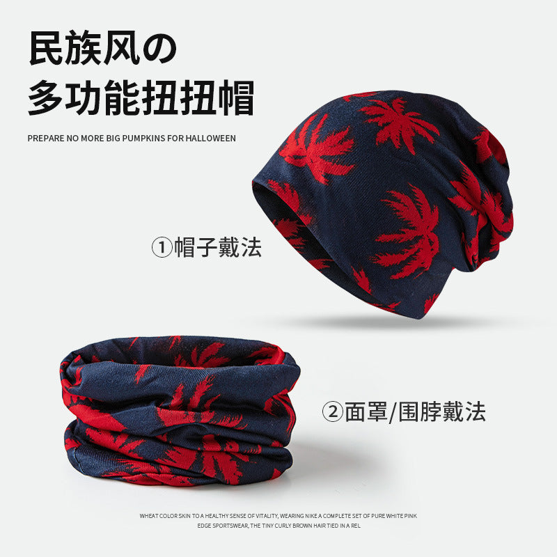 Wholesale Autumn and Winter Ethnic Style Printed Warm Multi-purpose Headscarf Hat Twist Hat