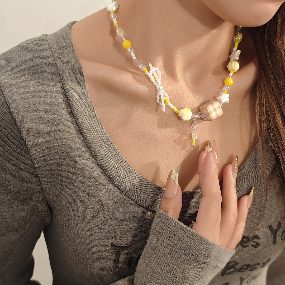 Wholesale Creative design macaron star beaded necklace