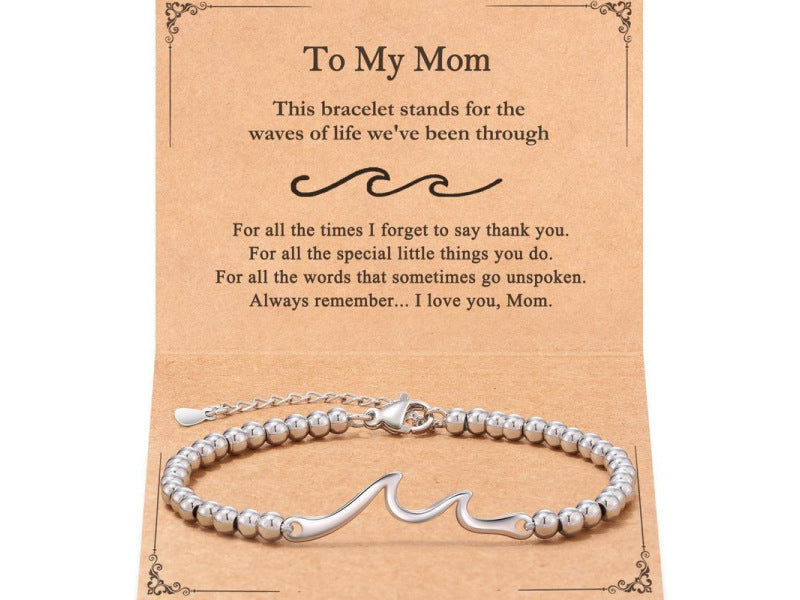 Wholesale Wave Silver Bead Wave Pendant Lobster Buckle Adjustable Bracelet