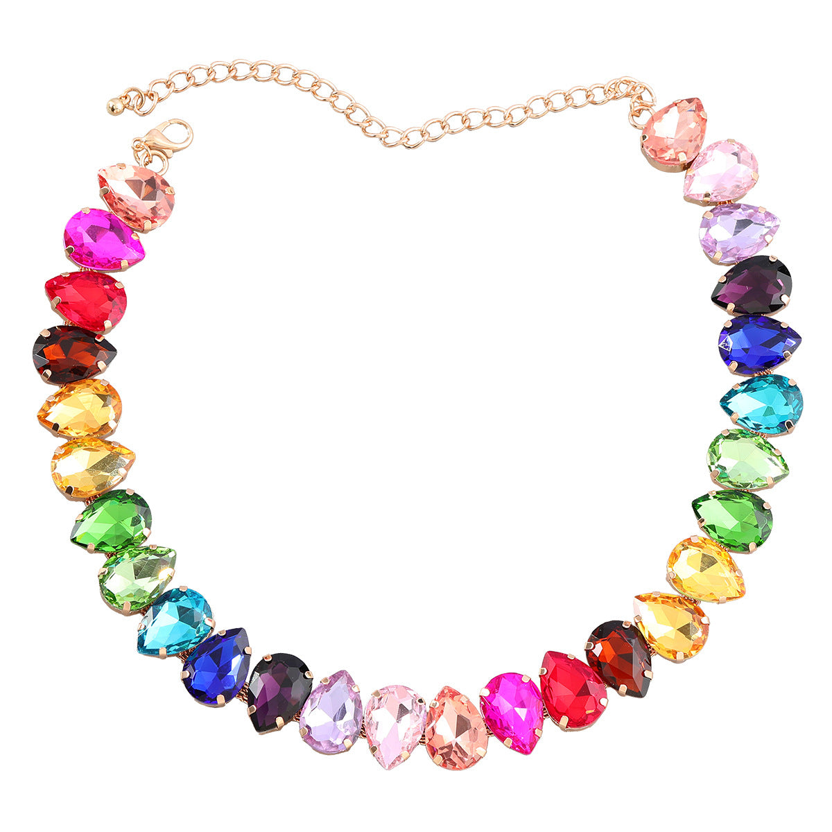 Wholesale Exaggerated Drop-shaped Glass Diamond Necklace
