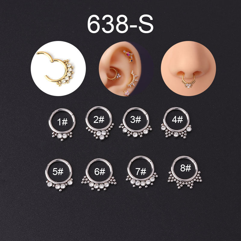 Wholesale stainless steel diamond ear nose puncture nose ring body puncture jewelry Daith ring