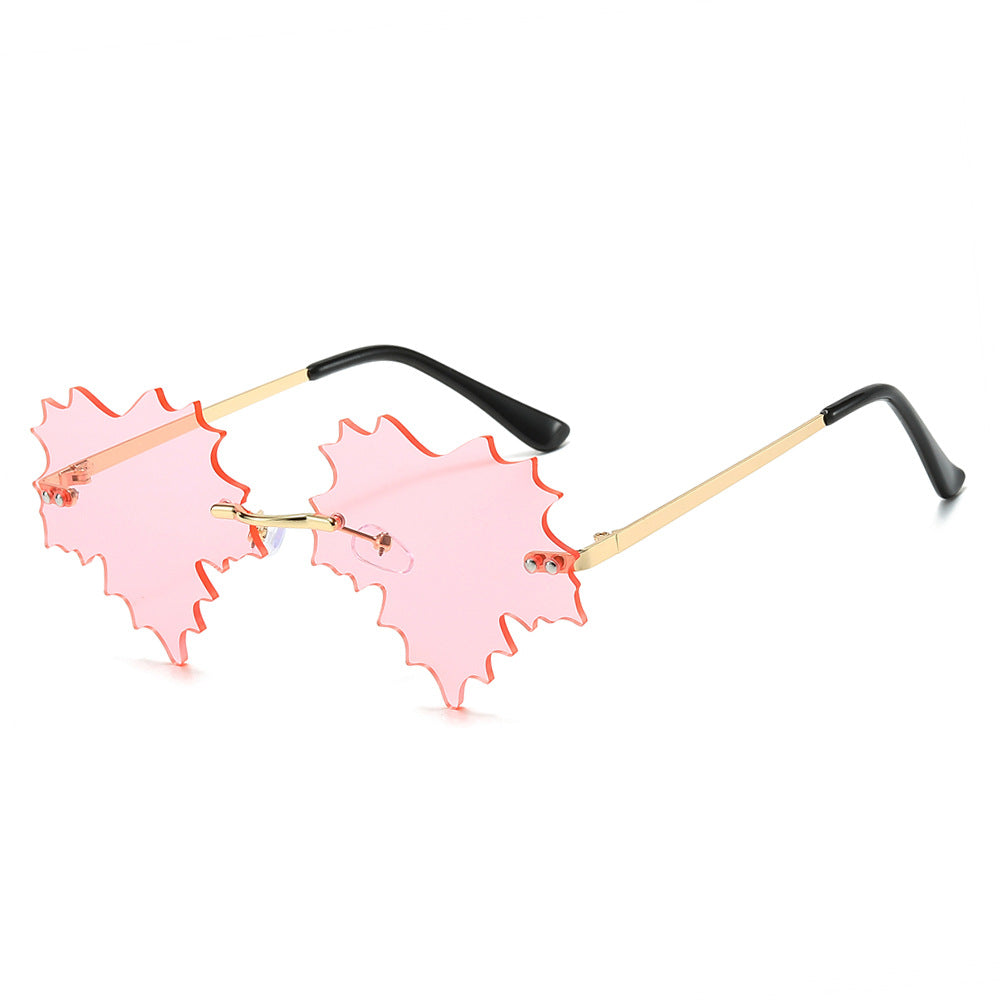 Wholesale Frameless Plant Maple Leaf Shape Fashion Sunglasses