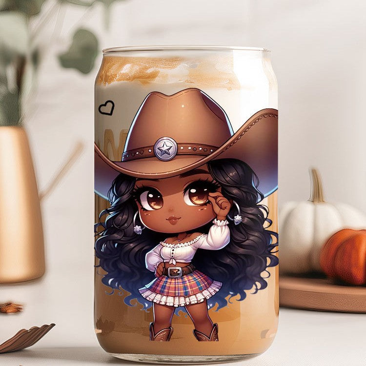 Wholesale Western style cute girl  16oz Cup UV DTF Wraps