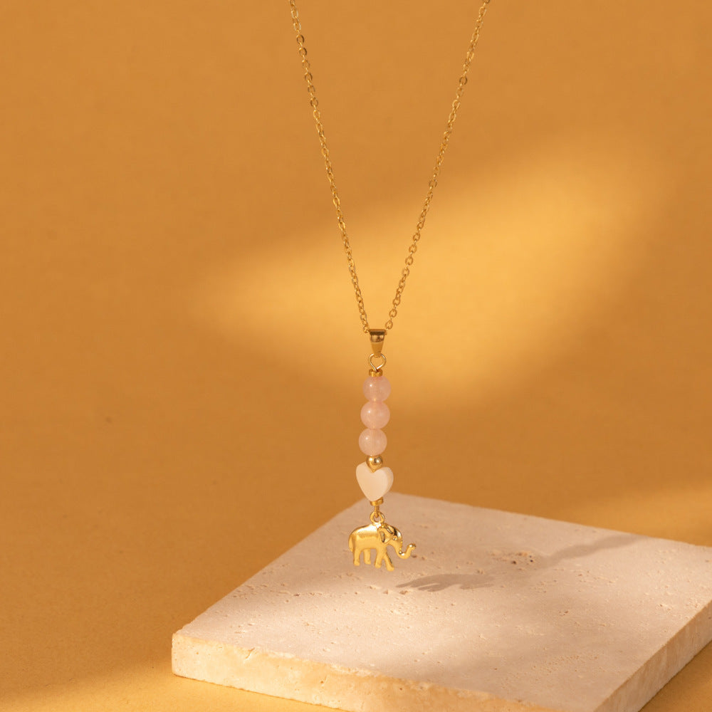 Wholesale Natural stone patchwork heart-shaped seashell Pendant  necklace