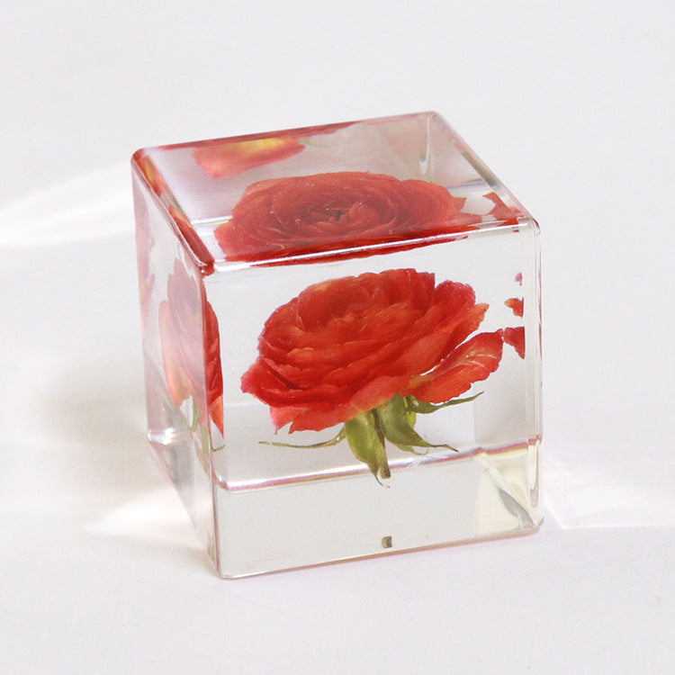 Wholesale 6pcs Orange Juice Rose Dried Flower High Transparent Resin Ornaments