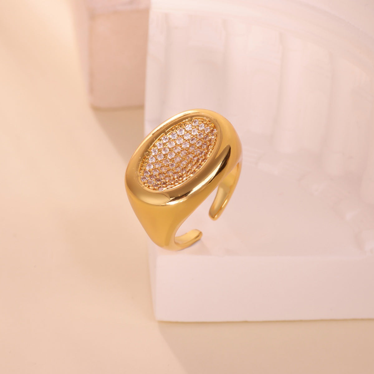Wholesale gold-plated open ring double-layer ring luxury index finger ring
