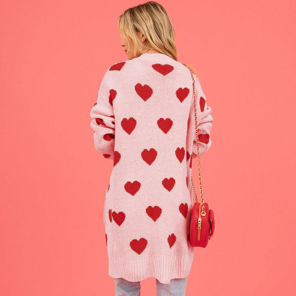 Wholesale Valentine's Day Heart Acrylic Cardigan