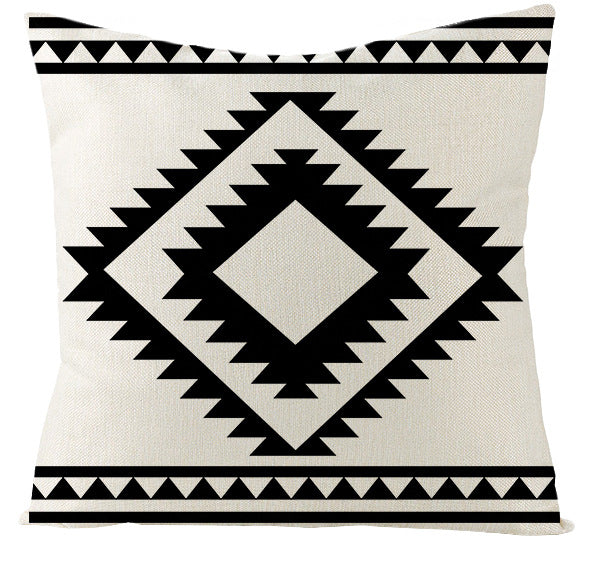 Wholesale Moroccan Black and White Geometric Linen Pillowcases