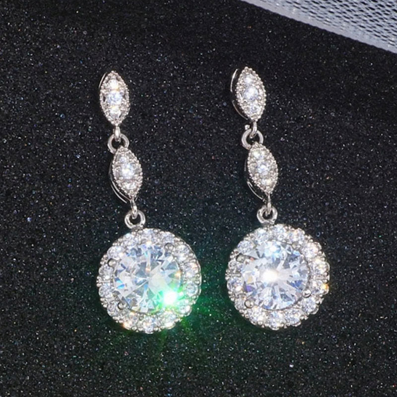 Wholesale Super Flash Zircon Tassel Round Bag Copper Earrings