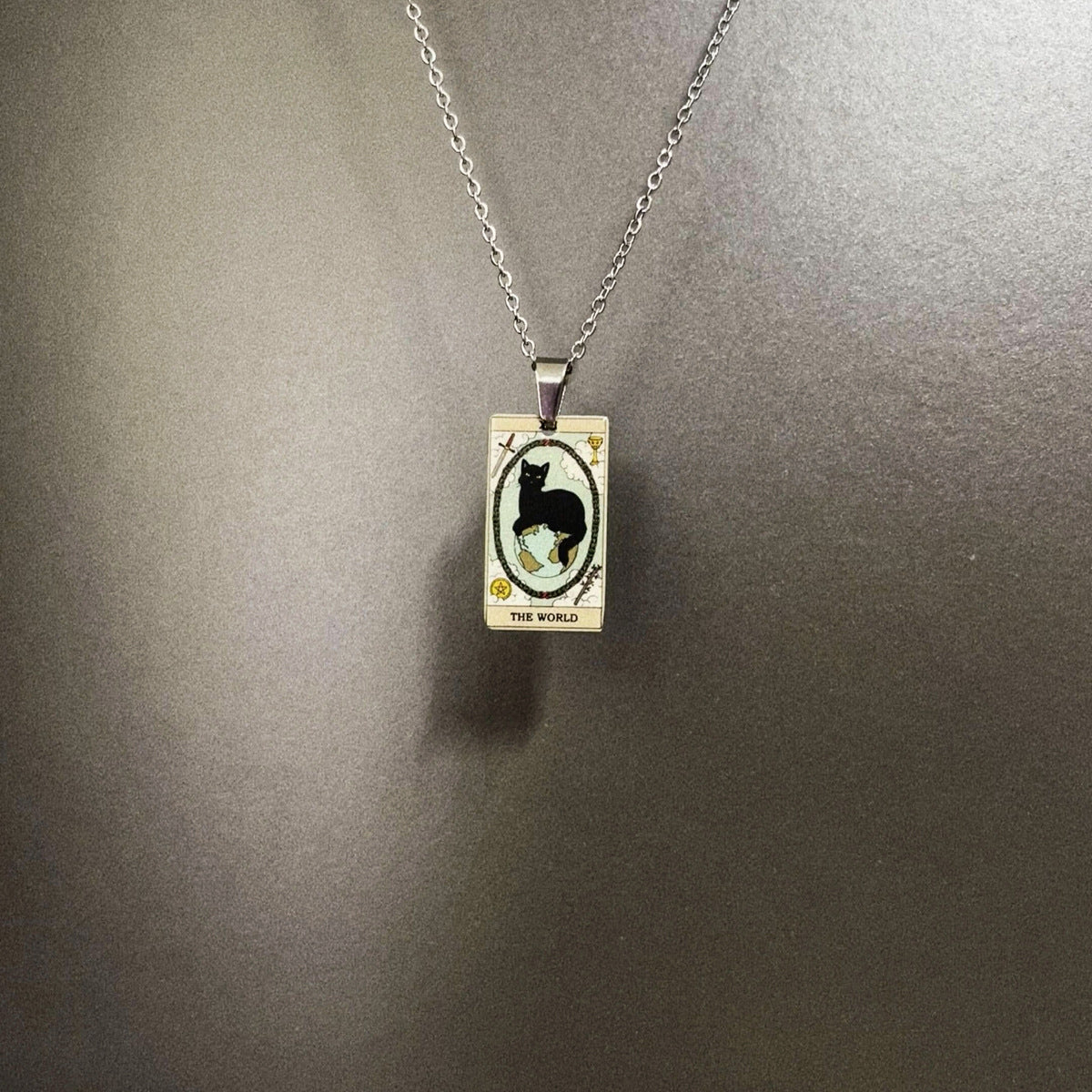 Wholesale Color printed card cross moon cartoon cat necklace