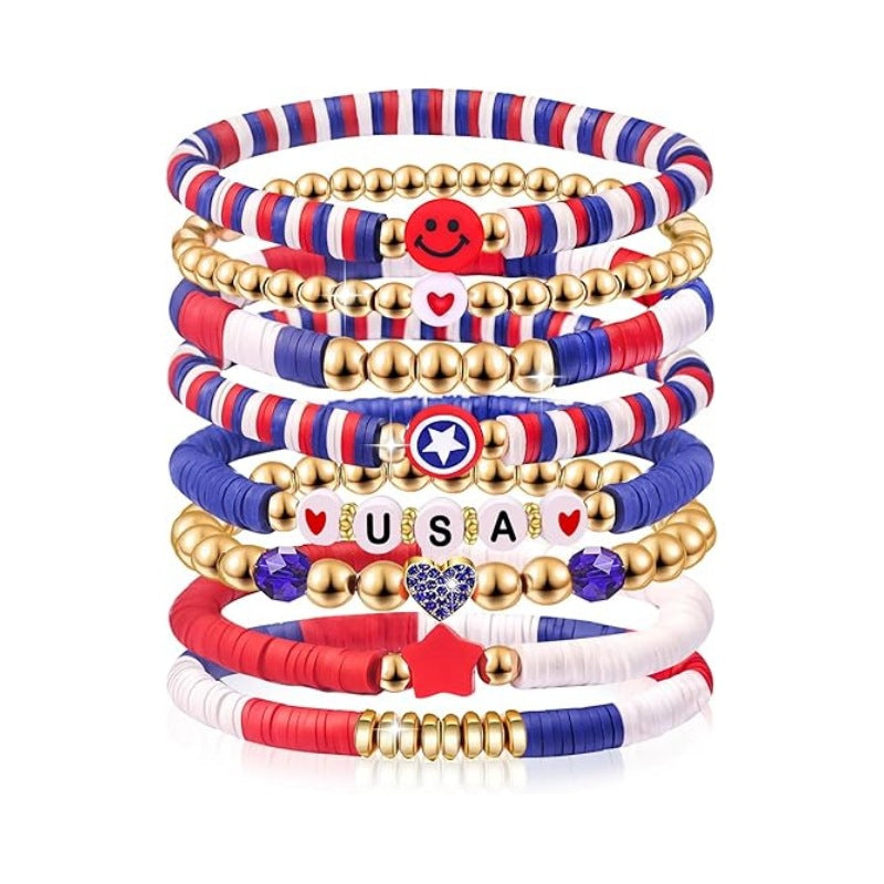 Wholesale Independence Day Shield Flag Soft Ceramic Letter Bracelet