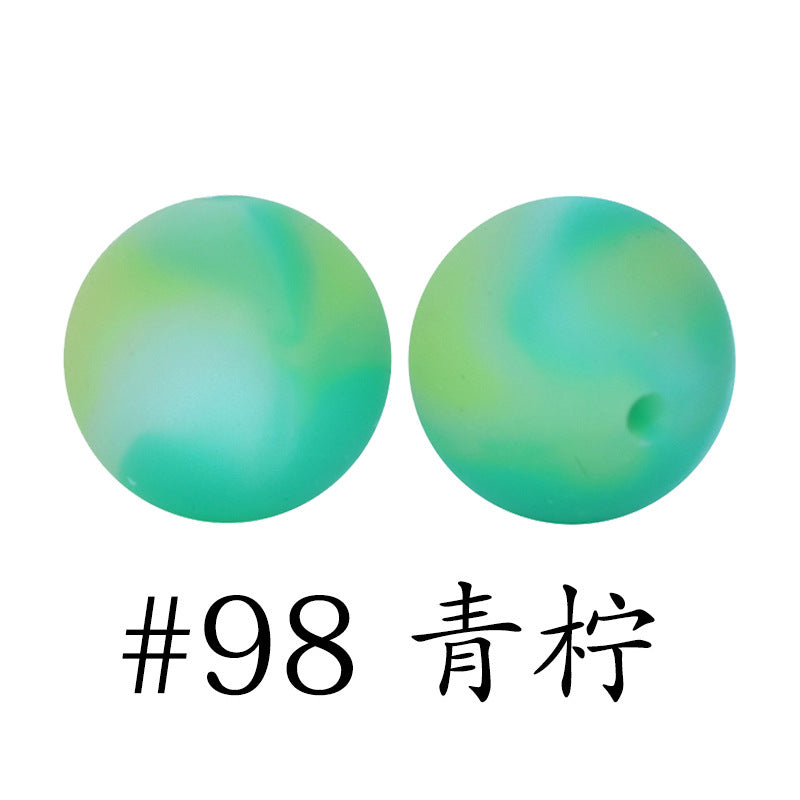 Wholesale 50pcs 16mm Print Silicone Beads Colorful Silicone Water Transfer Beads