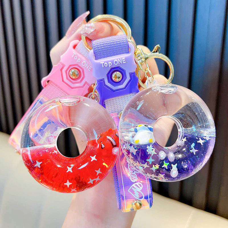 Wholesale Acrylic Oiled Marine Animal Donut Keychain