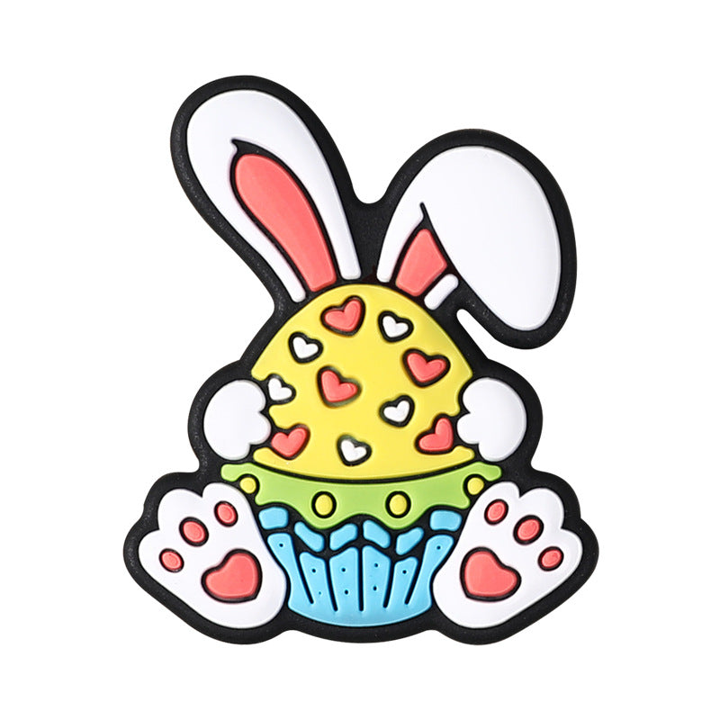 Wholesale 20Pcs Easter 3D silicone beads loose  cartoon rabbit  Focal Beads