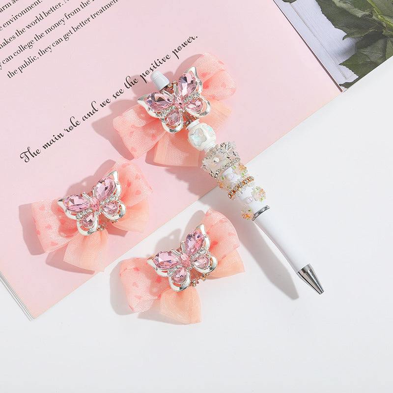 Wholesale 10pcs Acrylic Heavy Beads DIY Diamond Alloy Bow Tie