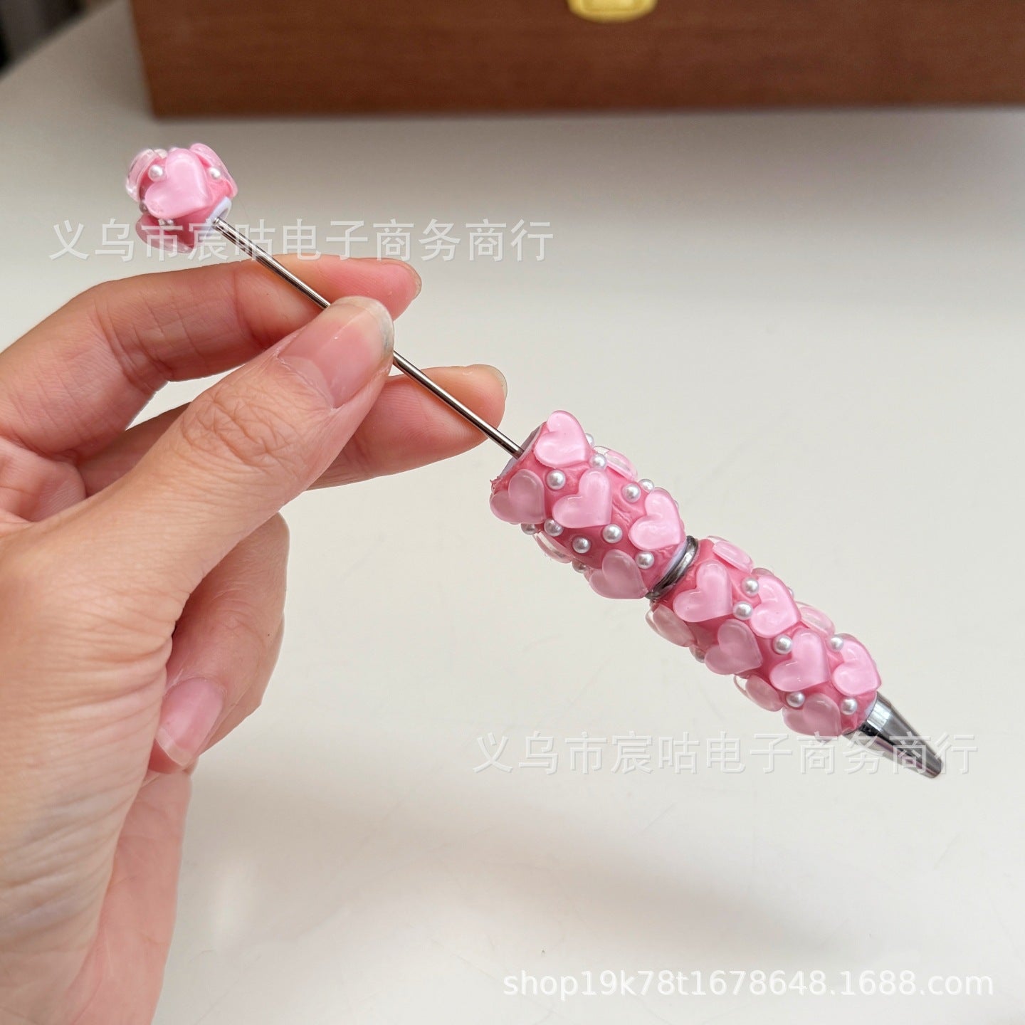 Wholesale 2pcs Heart-shaped Beaded Pen DIY Clay Beadable Pen