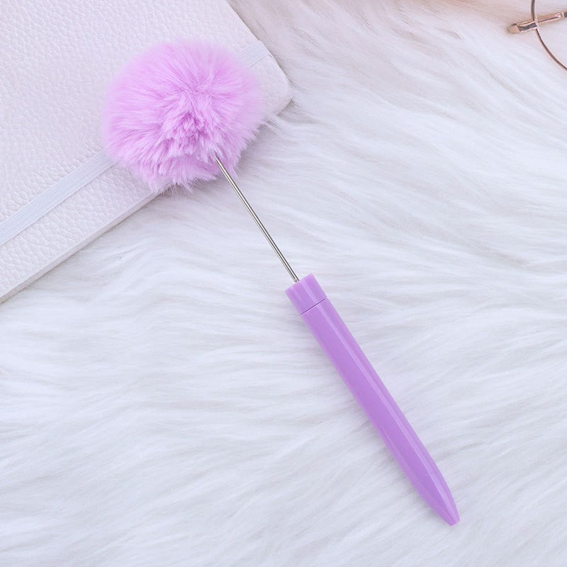 Wholesale New Style Fluffy Ball Beaded Pen Creative DIY Handmade Plastic Fluffy Ball Beaded Ballpoint Pen High Color Value Fluffy Pen Can be Wraped