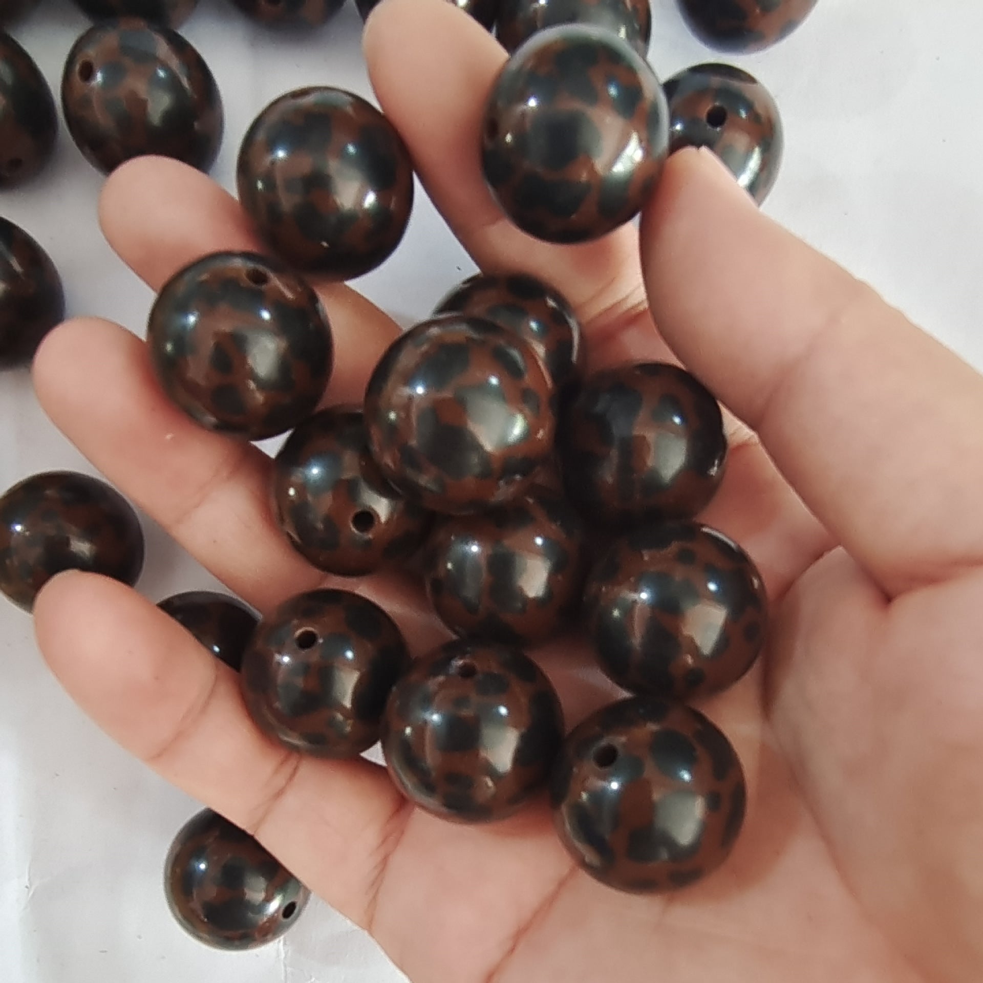 Wholesale 5pcs 20MM Acrylic Coffee Leopard Print Beads