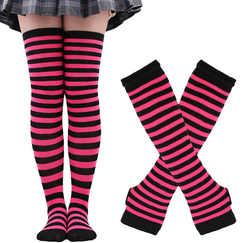 Wholesale Christmas Halloween High Striped Socks Gloves Set