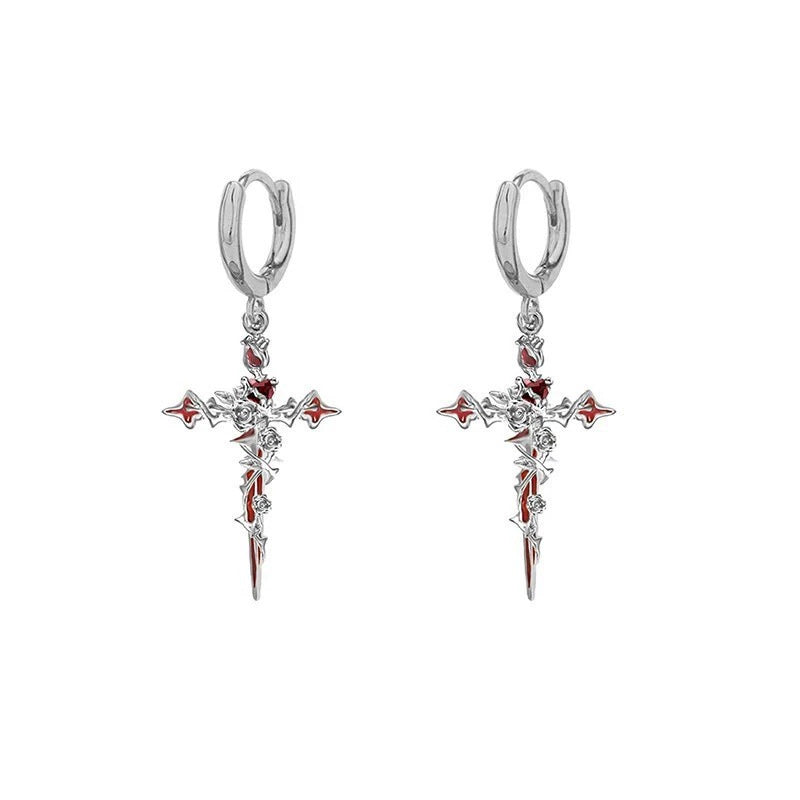 Wholesale Thorn Cross Gothic Earrings