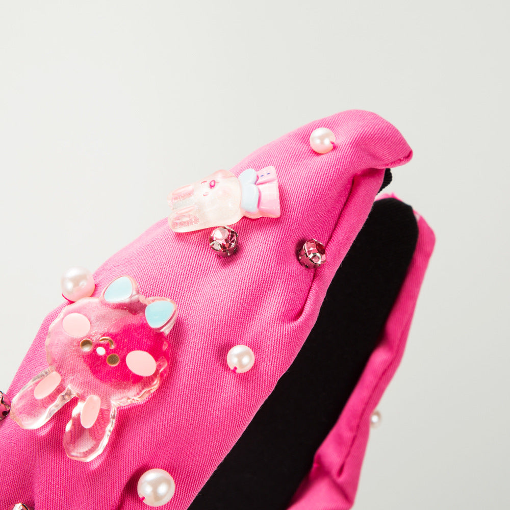 Wholesale Easter Hand-sewn Rhinestone Pearl Cute Transparent Rabbit Cartoon Headband