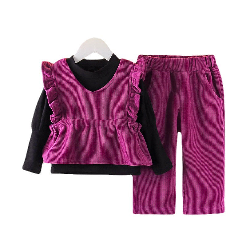 Wholesale Creative Simple Brown Fake Two-piece Set Baby Clothes