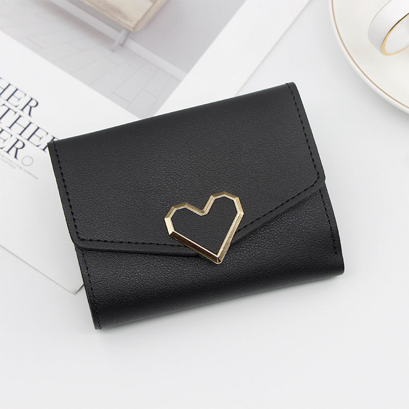 Wholesale Leather Women's Short Heart-shaped Wallet
