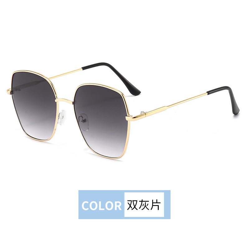Wholesale Sunglasses Women's High-end Face Small Fashion UV-resistant Sunglasses Gradient Large Frame Metal Sunglasses