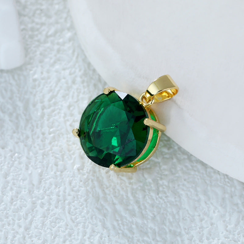 Wholesale Real Gold Electroplated Color-preserving Zircon DIY Personality Flower Geometric Temperament Necklace Pendant