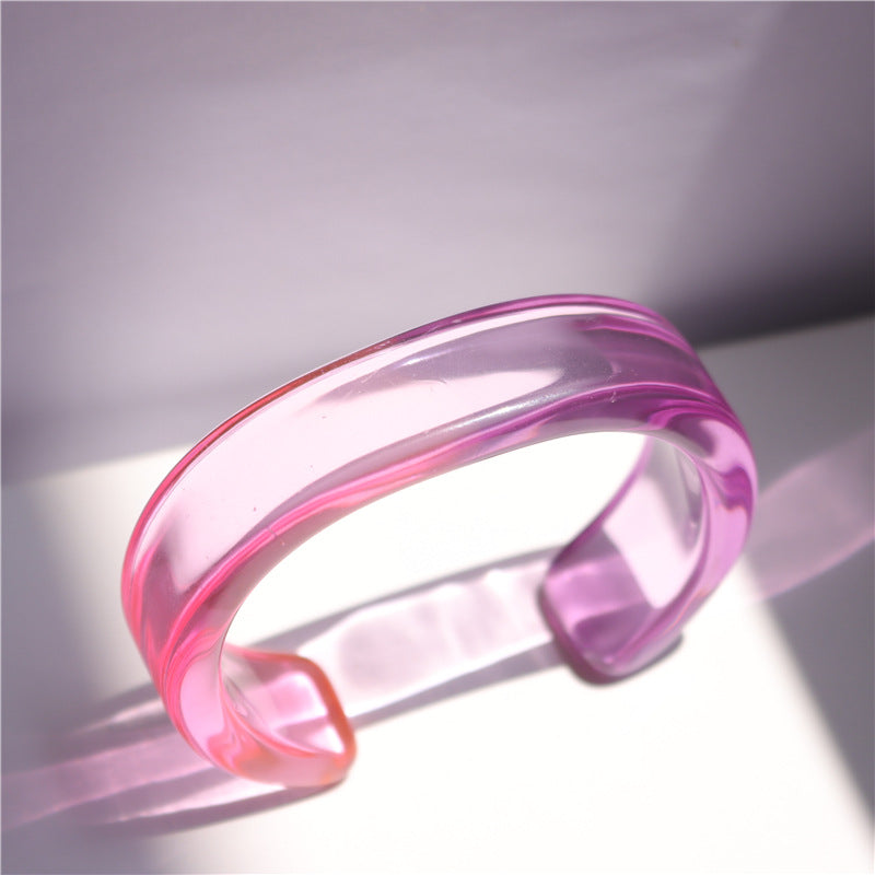 Wholesale Color Acrylic Simple Geometric Transparent Resin Bracelet