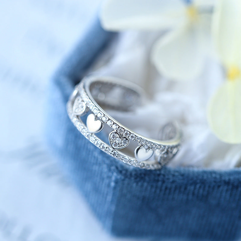 Wholesale Crystal Diamond Love Sterling Silver Ring