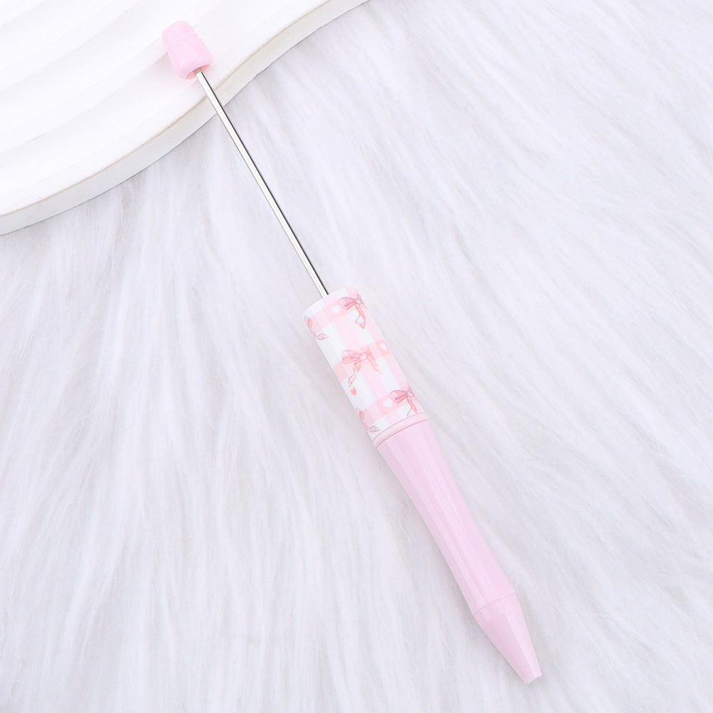 Wholesale New DIY pink bow print beaded pen girly pink