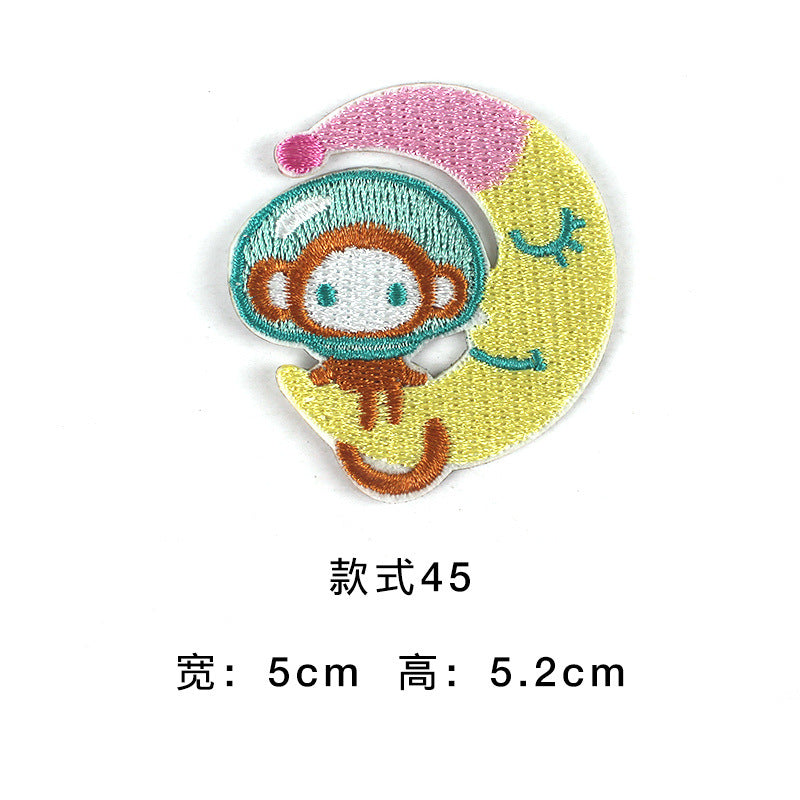 Wholesale Trendy Self Adhesive Astronaut Star Embroidered Patches Non Woven Fabric DIY Decorative For Bags Shoes Clothing Towels