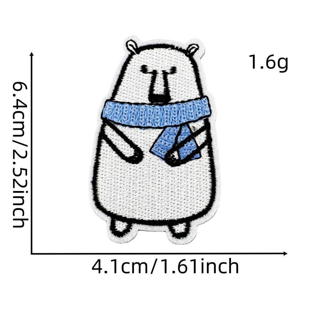 Wholesale Chic Blue Doodle Christmas Embroidery Patches Clothing Applique Stickers DIY Fashion Accessory Gift