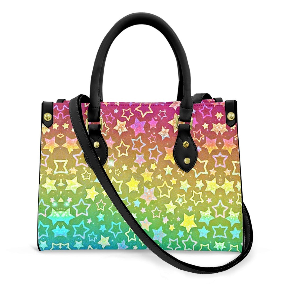 Wholesale Rainbow Colorful Series Element Pattern Printing Handbag Trendy Women's Bag