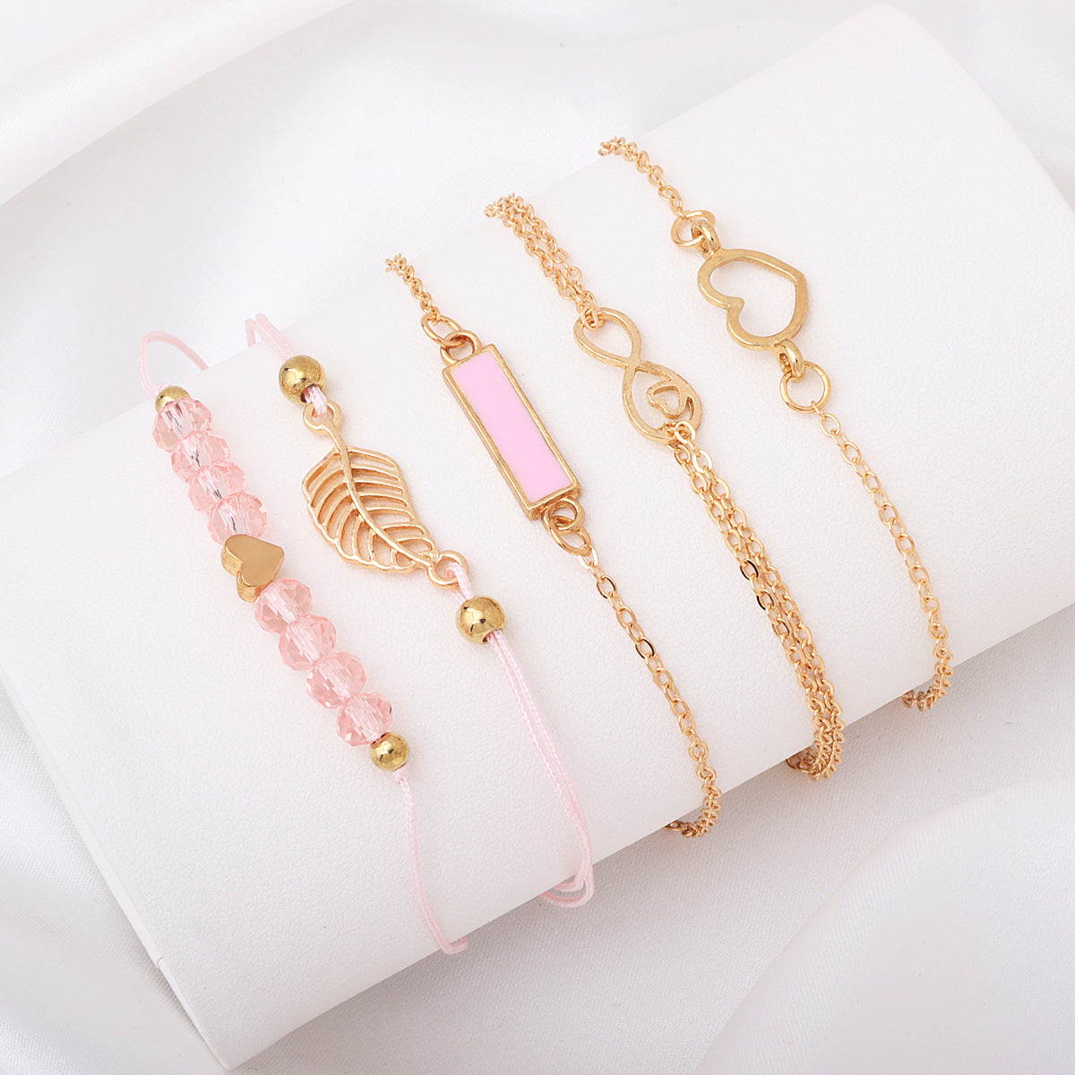 Wholesale 8-character element black geometric square leaf bracelet set