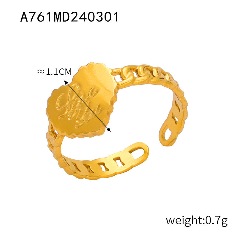 Wholesale Open Titanium Steel Gold Plated Geometric Versatile Ring